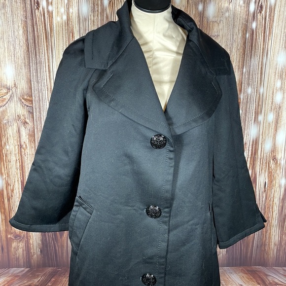 Elie Tahari Black Full Length Wool Blend Winter Coat 8